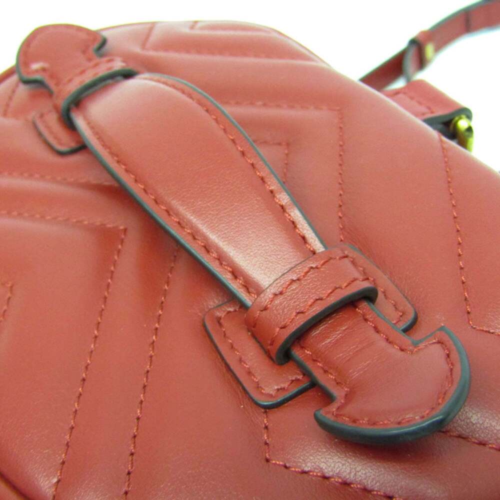 GUCCI Authentic Red Leather GG Marmont Backpack - Picture 7 of 12